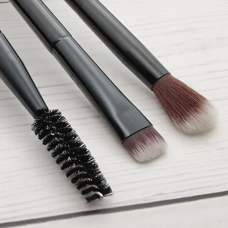 ست برس آرایشی مسافرتی 5 تکه با کیف، مشکی، قابل حمل، برس های آرایشی حرفه ای