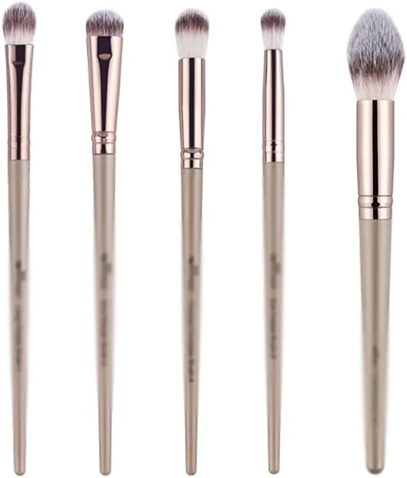 ست 5 عددی برس آرایشی سایه، ترکیب، خط چشم، مژه، برس حرفه ای سایه چشم، کرم پودر، برس آرایش
