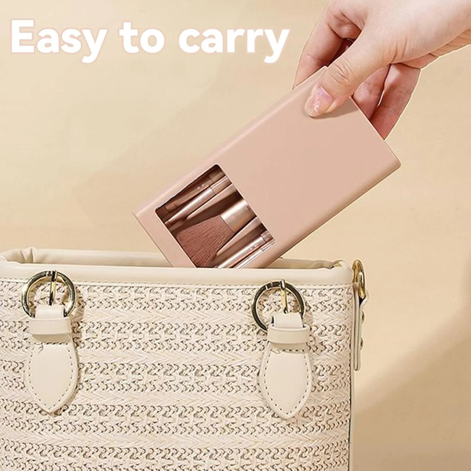 ست برس آرایشی قابل حمل سبک وزن 5 عددی، جعبه برس آرایشی مسافرتی راحت، جعبه ست برس آرایشی با دسته ارگونومیک به همراه آینه برای سفر کاری ست برس آرایشی قابل حمل سبک وزن 5 عددی، جعبه برس آرایشی مسافرتی راحت، جعبه ست برس آرایشی با دسته ارگونومیک به همراه آینه برای سفر کاری