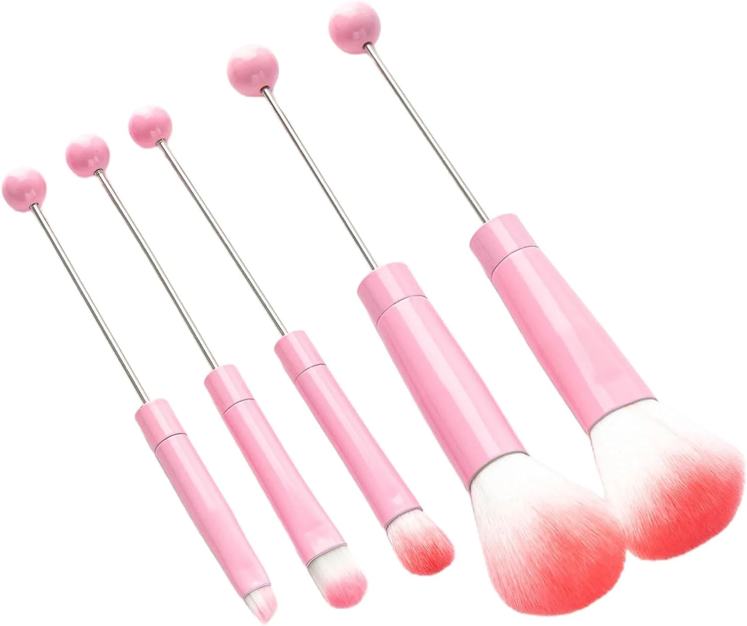 ست 5 عددی برس آرایشی چشم با مهره های جواهر، برس های آرایشی جداشدنی، ابزار آرایشی حرفه ای برای زنان و دختران، ست برس مهره ای منحصر به فرد