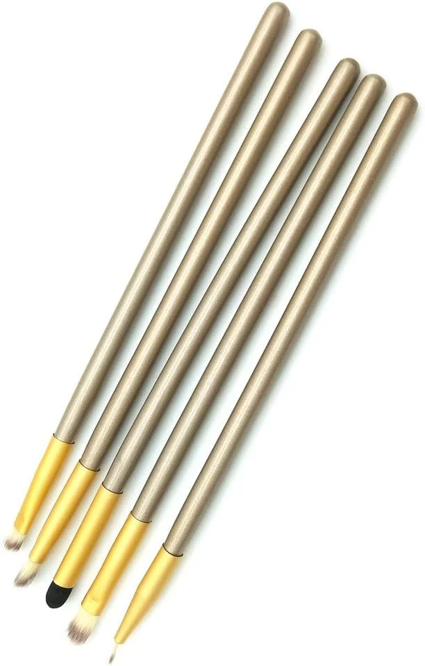 ست برس آرایشی 5 عددی، برس ترکیبی لوازم آرایشی، ابزار برس چشم، ست برس سایه، کیت آرایش صورت (بژ، تک سایز)