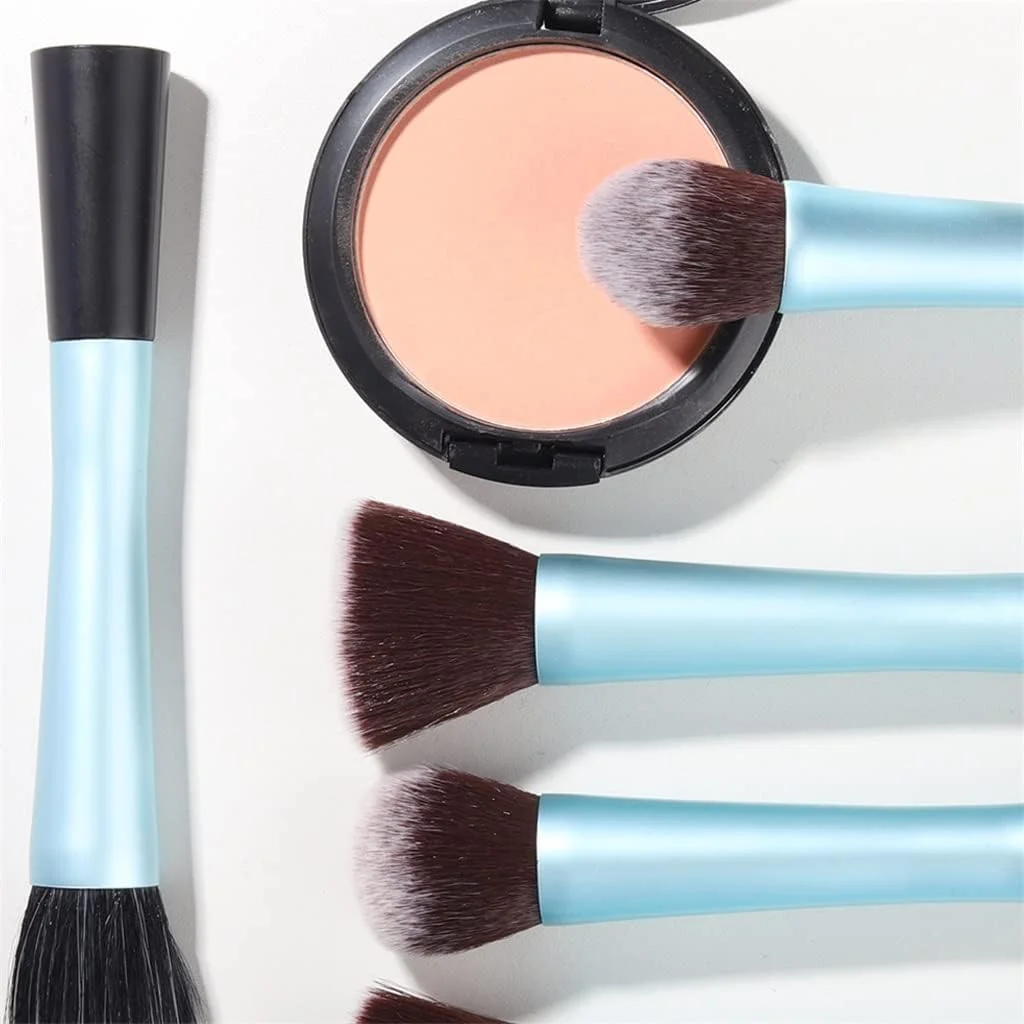 ست 5 عددی برس آرایشی بزرگ، شامل برس پودر، کرم پودر، ترکیب کننده، رژگونه و سایه چشم