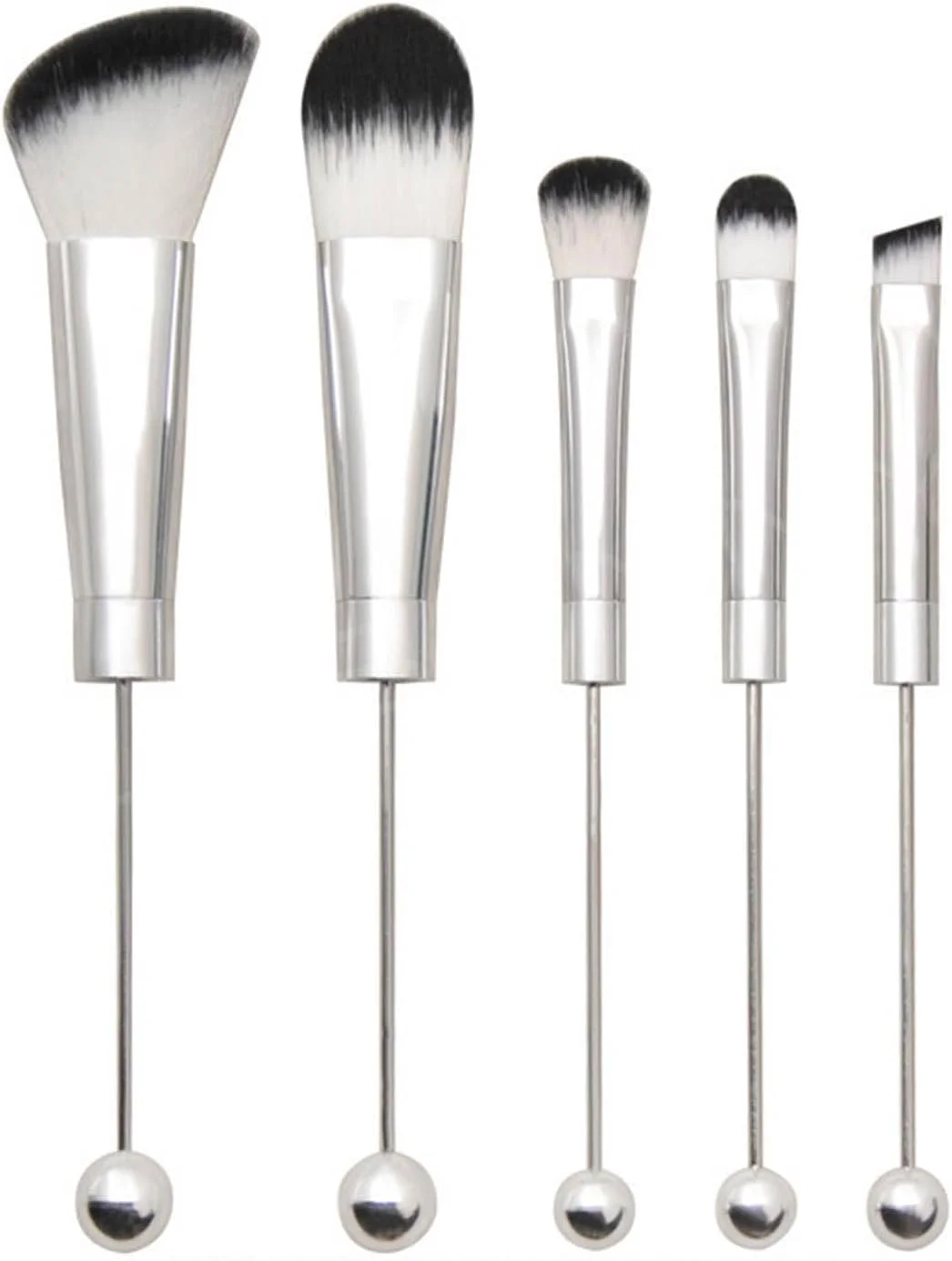 ست 5 عددی برس آرایشی مهره دار DIY، دسته فلزی، برس های آرایش چشم، برس آرایشی برای آرایش طبیعی و ظریف