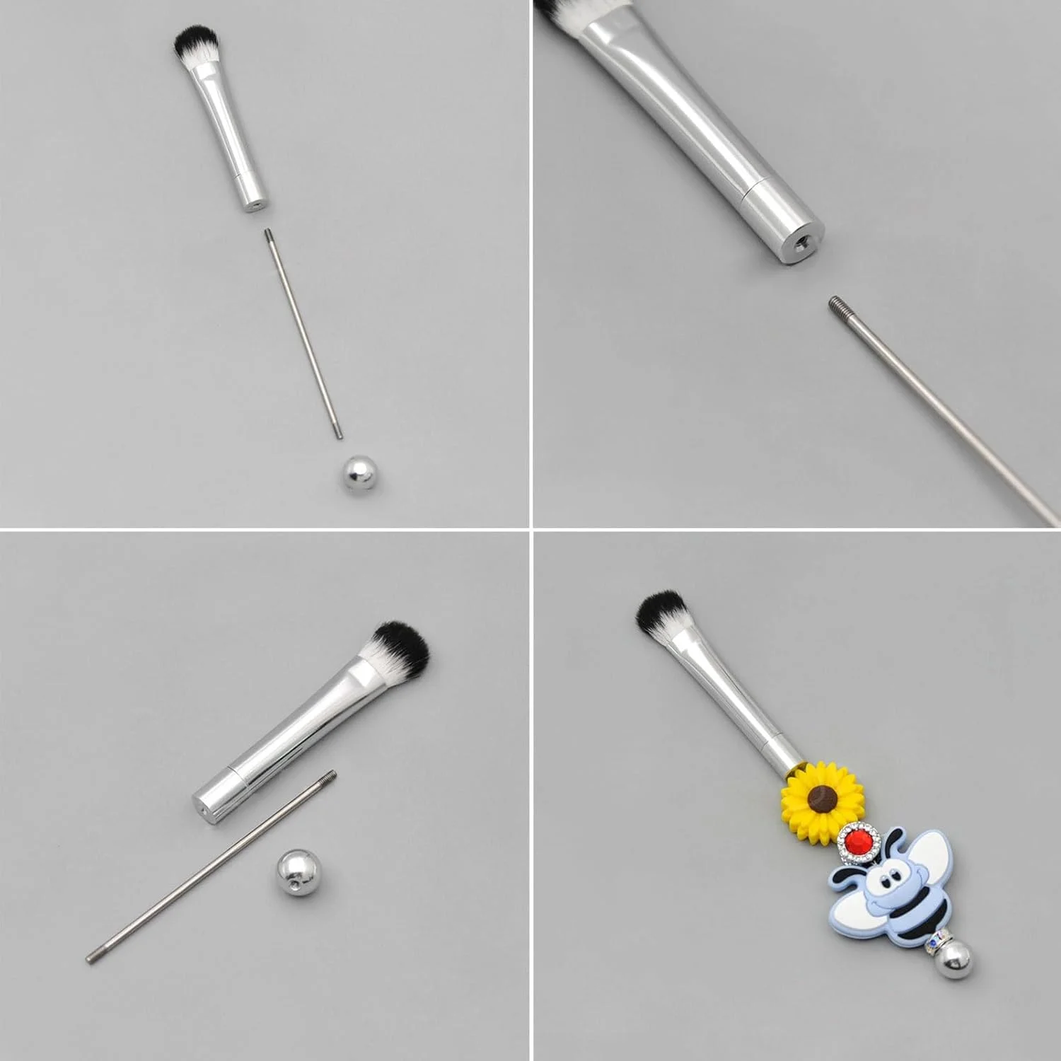 ست 5 عددی برس آرایشی مهره دار DIY، دسته فلزی، برس های آرایش چشم، برس آرایشی برای آرایش طبیعی و ظریف ست 5 عددی برس آرایشی مهره دار DIY، دسته فلزی، برس های آرایش چشم، برس آرایشی برای آرایش طبیعی و ظریف