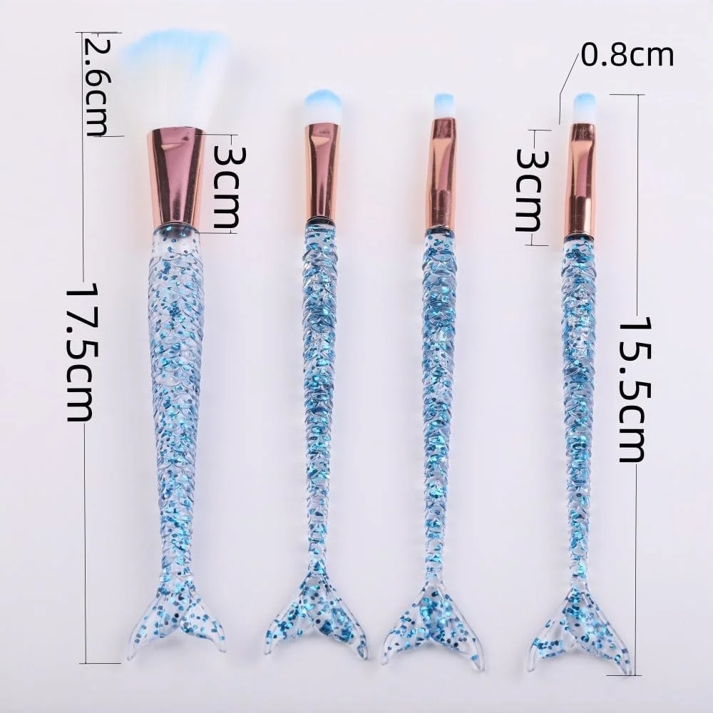 ست برس آرایشی 4 عددی با دسته کریستالی و طراحی دم پری دریایی، موهای فوق العاده نرم برای آرایش بی نقص و براق، برس های آرایشی اکلیلی رنگین کمانی 18 سانتی متر (صورتی) ست برس آرایشی 4 عددی با دسته کریستالی و طراحی دم پری دریایی، موهای فوق العاده نرم برای آرایش بی نقص و براق، برس های آرایشی اکلیلی رنگین کمانی 18 سانتی متر (صورتی)