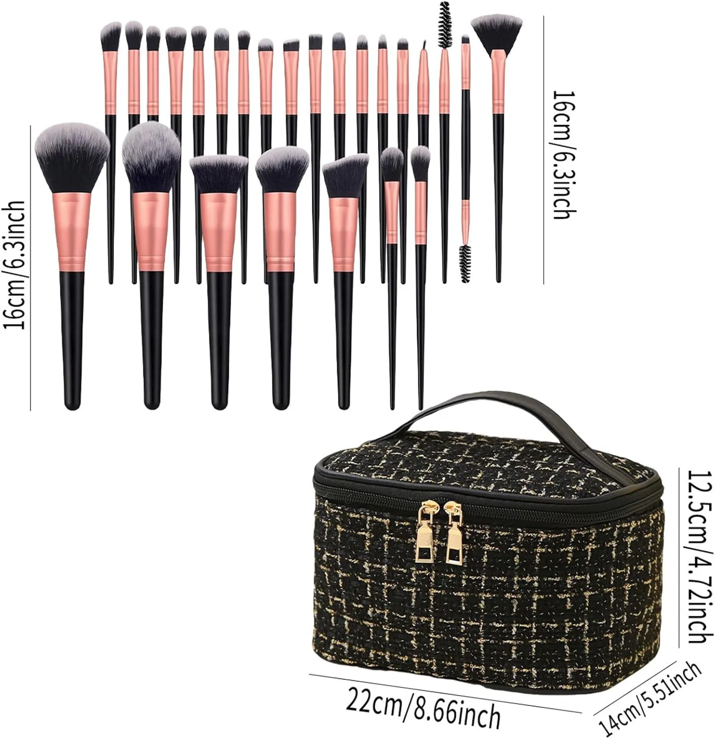 ست برس آرایشی 47 تکه، کیت لوازم جانبی برس آرایشی 47 تکه، لوازم جانبی ابزار آرایشی سبک وزن، کیف مسافرتی برای سازماندهی برای همسر، دختر، مادر