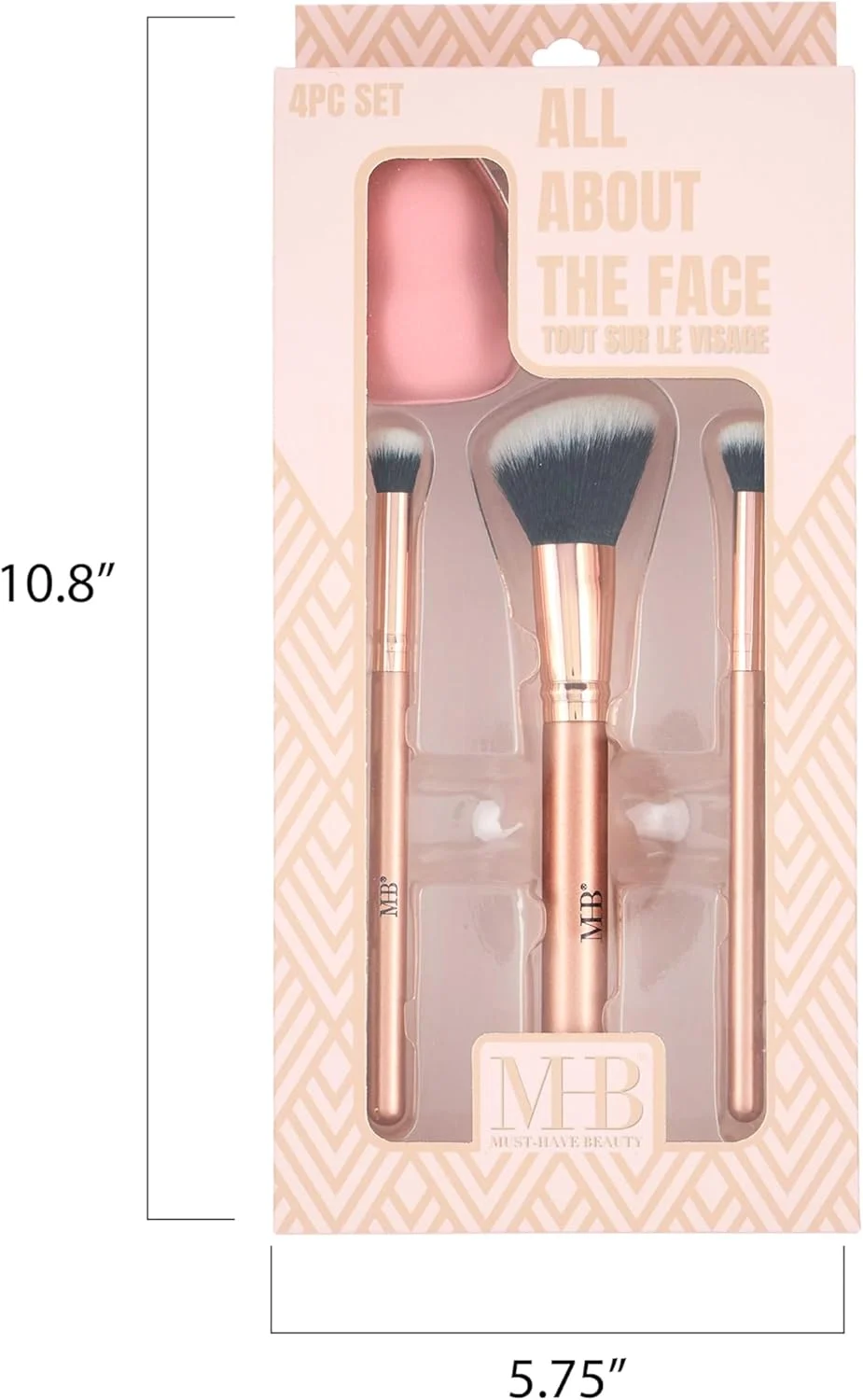 ست برس آرایشی 4 تکه - مجموعه برس آرایشی All About The Face | برس های ضروری صورت برای آرایش بی عیب و نقص (رزگلد) ست برس آرایشی 4 تکه - مجموعه برس آرایشی All About The Face | برس های ضروری صورت برای آرایش بی عیب و نقص (رزگلد)