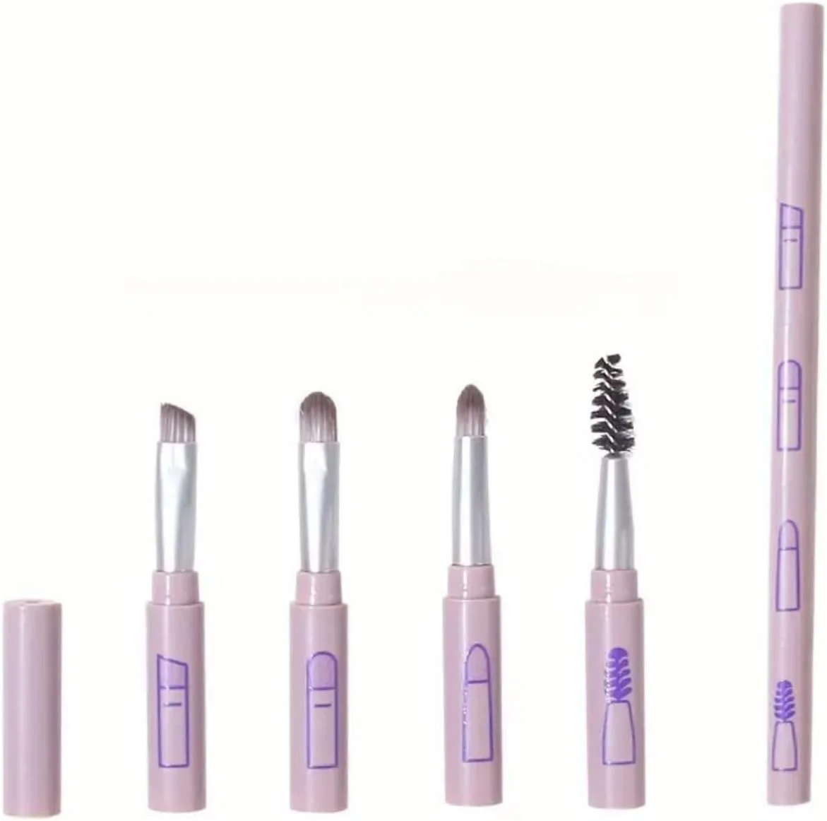 ست برس آرایشی 4 در 1، موهای نایلونی ضد حساسیت، طراحی جمع و جور مسافرتی