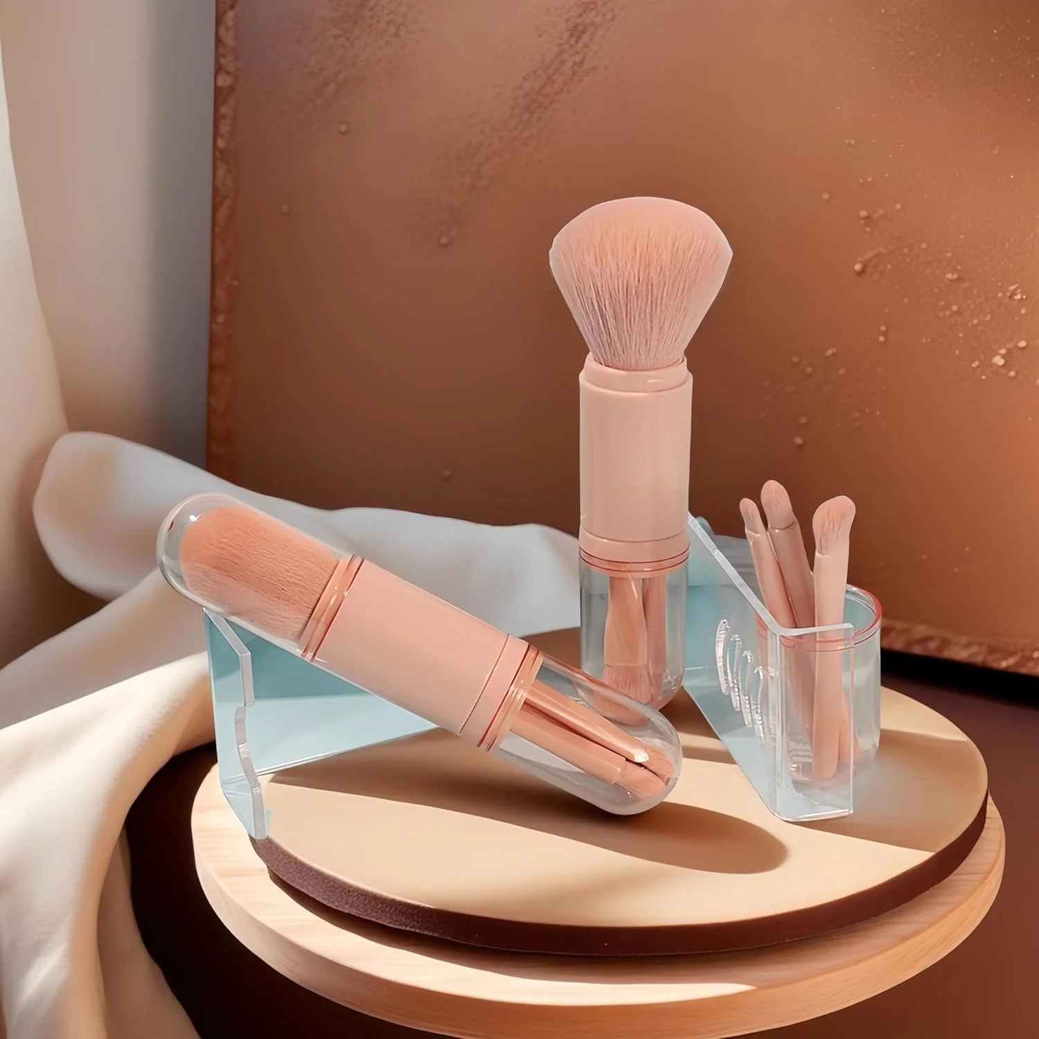 ست برس آرایشی مسافرتی 4 در 1، برس های جمع شونده کوچک قابل حمل حرفه ای برای کرم پودر، پودر، ترکیب و سایه چشم - کیت فشرده مصنوعی برای خانم ها در سفر ست برس آرایشی مسافرتی 4 در 1، برس های جمع شونده کوچک قابل حمل حرفه ای برای کرم پودر، پودر، ترکیب و سایه چشم - کیت فشرده مصنوعی برای خانم ها در سفر