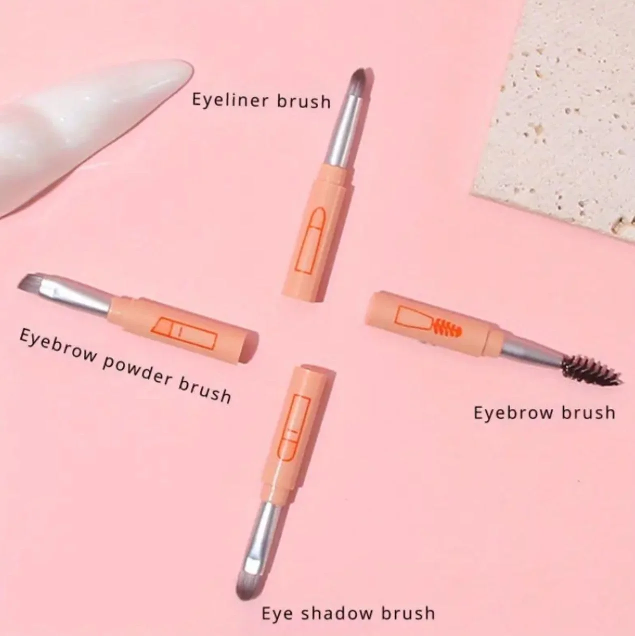 ست برس آرایشی 4 در 1، موهای نایلونی ضد حساسیت، طراحی جمع و جور مسافرتی