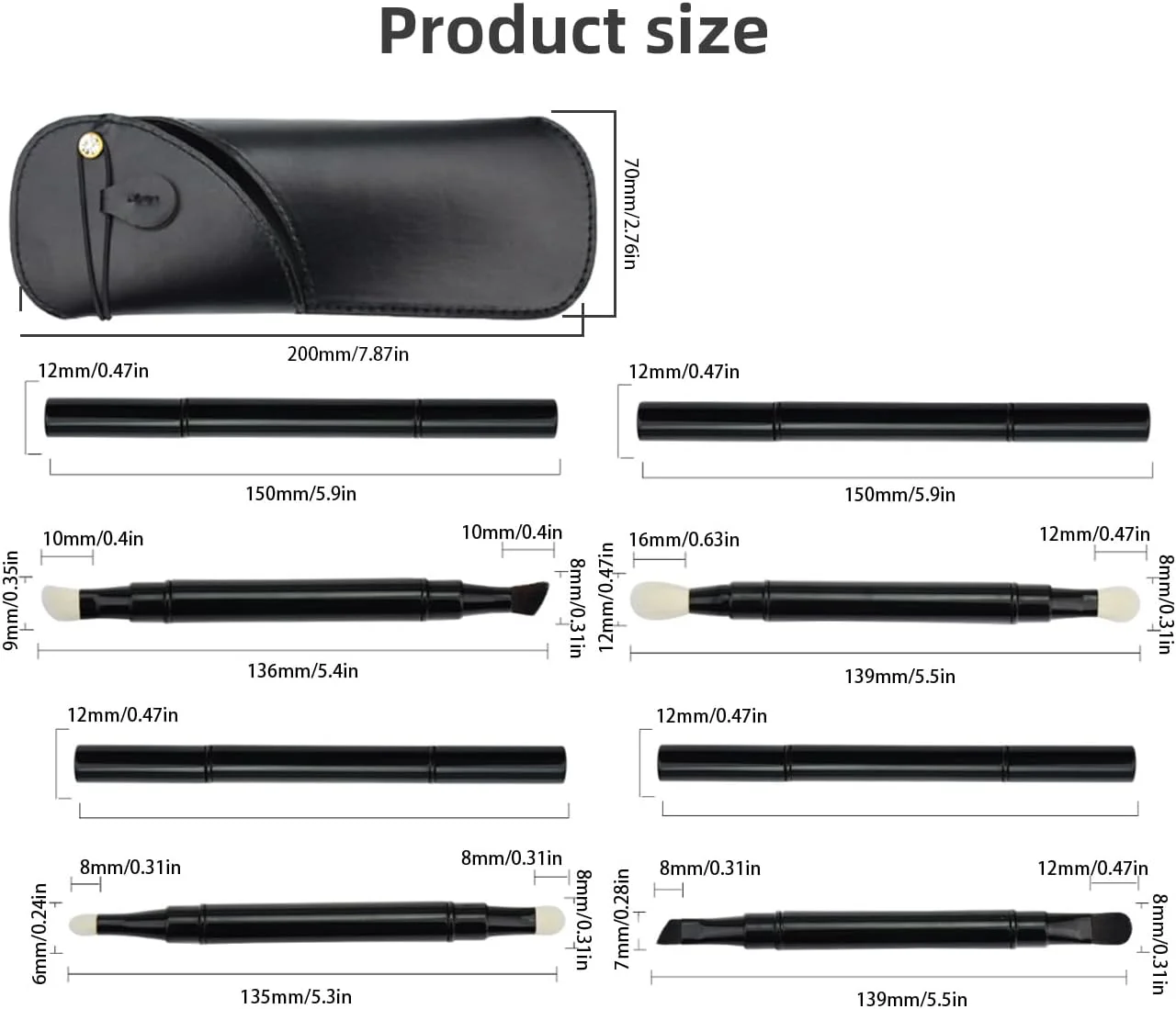 ست برس آرایشی سایه جمع شونده چند منظوره 4 عددی با کیف نگهداری، ست برس آرایشی دو طرفه قابل حمل برای مسافرت های خارج از منزل (ست برس) ست برس آرایشی سایه جمع شونده چند منظوره 4 عددی با کیف نگهداری، ست برس آرایشی دو طرفه قابل حمل برای مسافرت های خارج از منزل (ست برس)