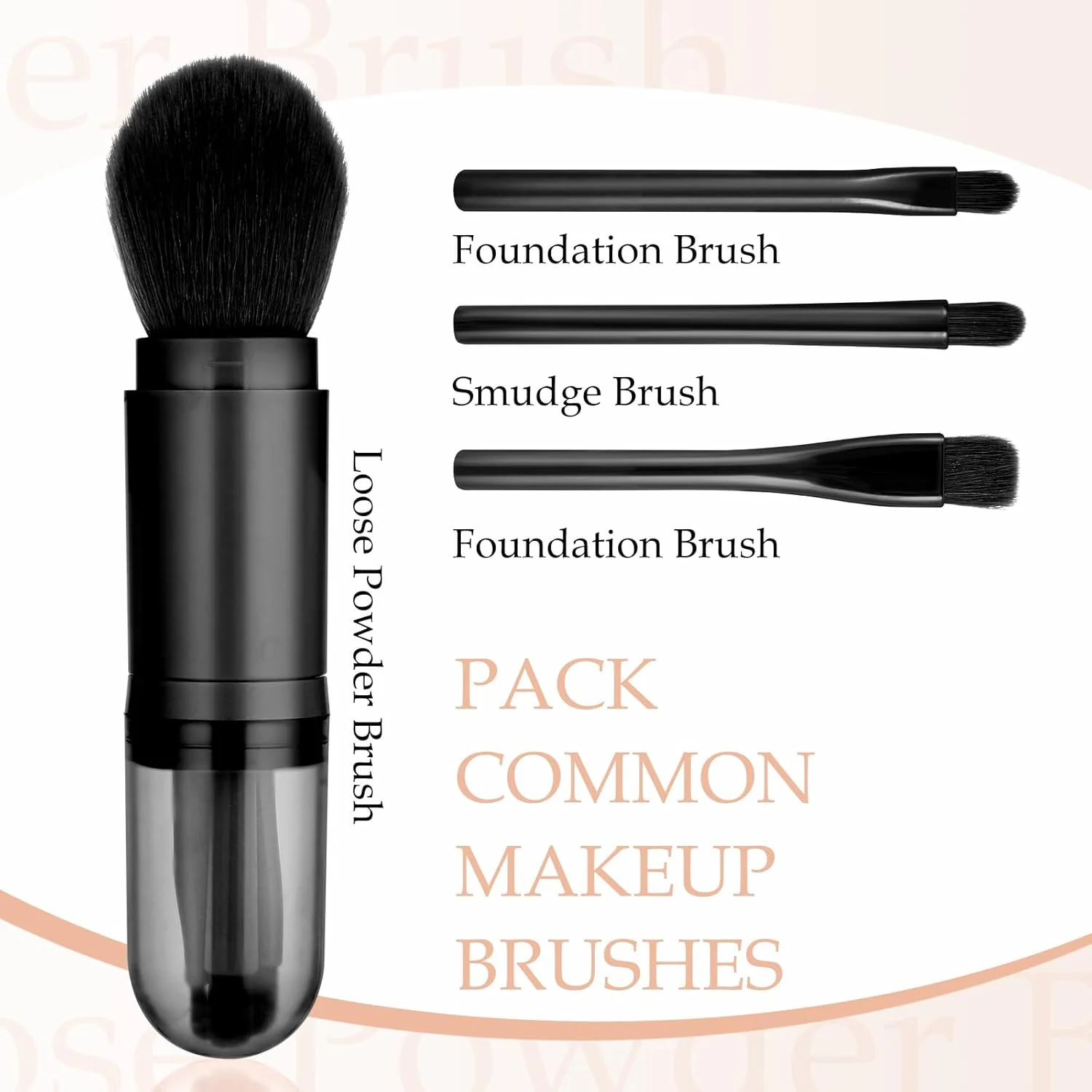 ست برس آرایشی مسافرتی 4 در 1، برس های آرایشی مسافرتی قابل حمل و جمع شونده، برس کرم پودر، رژگونه، پودر، سایه چشم، کانسیلر برای زنان، برس آرایشی بدون تست حیوانی مشکی ست برس آرایشی مسافرتی 4 در 1، برس های آرایشی مسافرتی قابل حمل و جمع شونده، برس کرم پودر، رژگونه، پودر، سایه چشم، کانسیلر برای زنان، برس آرایشی بدون تست حیوانی مشکی