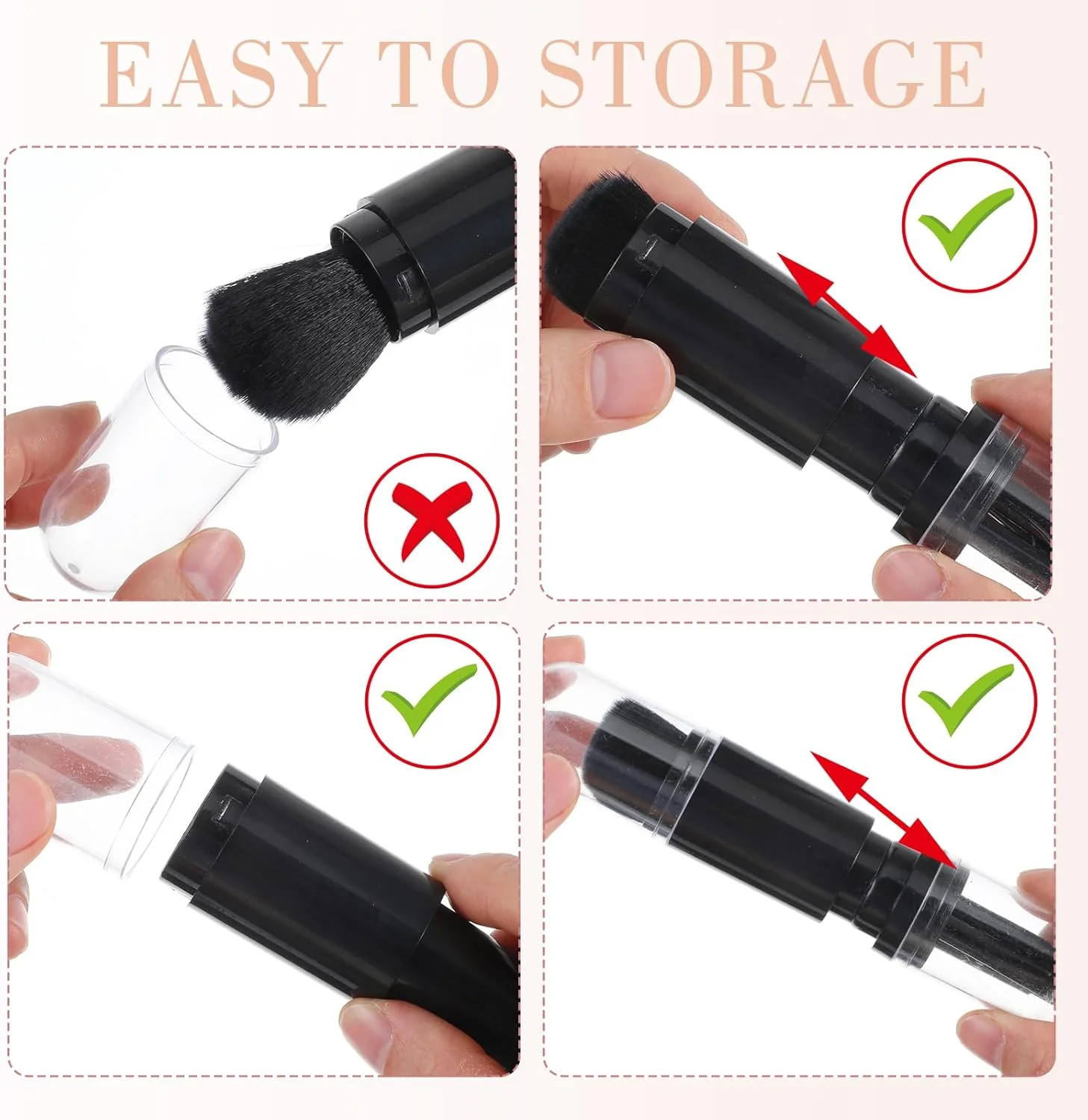 ست برس آرایشی مسافرتی 4 در 1، برس های آرایشی مسافرتی قابل حمل و جمع شونده، برس کرم پودر، رژگونه، پودر، سایه چشم، کانسیلر برای زنان، برس آرایشی بدون تست حیوانی مشکی ست برس آرایشی مسافرتی 4 در 1، برس های آرایشی مسافرتی قابل حمل و جمع شونده، برس کرم پودر، رژگونه، پودر، سایه چشم، کانسیلر برای زنان، برس آرایشی بدون تست حیوانی مشکی