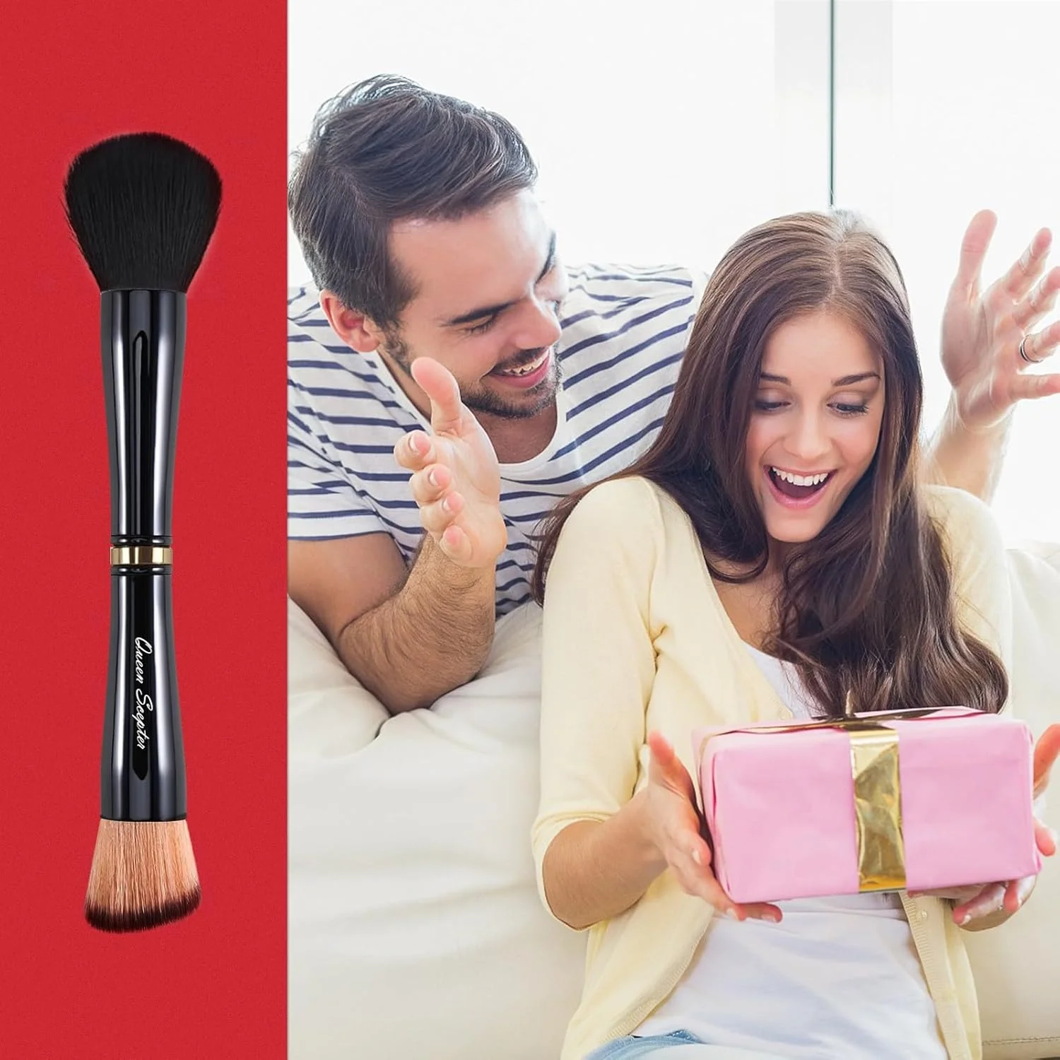 ست برس آرایشی 4 در 1 حرفه ای مایع، ست برس آرایشی مسافرتی با کیف، برس پودر فیکس، برس کانسیلر، برس سایه چشم، برس آرایشی دو طرفه برای مایع، کرم، پودر