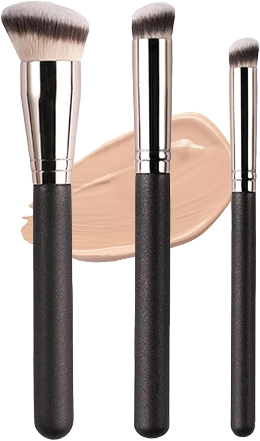 ست 3 عددی براش زاویه دار کرم پودر، ست براش کانتور کرم پودر، براش کانتور زیر چشم و بینی، براش آرایشی ترکیبی کابوکی زاویه دار متراکم مصنوعی برای لوازم آرایشی مایع، کرمی و پودری ست 3 عددی براش زاویه دار کرم پودر، ست براش کانتور کرم پودر، براش کانتور زیر چشم و بینی، براش آرایشی ترکیبی کابوکی زاویه دار متراکم مصنوعی برای لوازم آرایشی مایع، کرمی و پودری