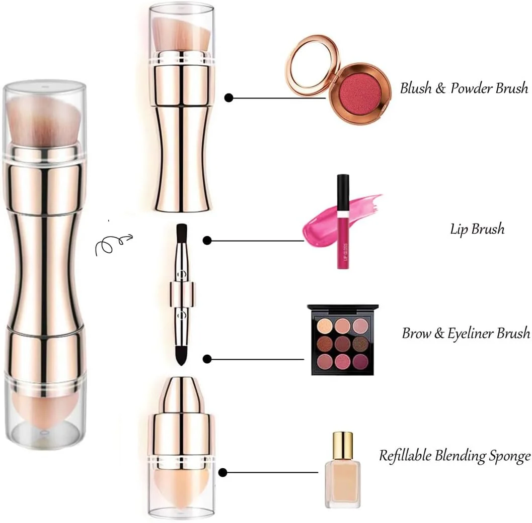 ست برس آرایشی 4 در 1، ست برس آرایشی چند منظوره مسافرتی شامل برس لب، برس پخش کننده، برس کانتور و رژگونه، برس اسفنجی برای دختران و زنان ست برس آرایشی 4 در 1، ست برس آرایشی چند منظوره مسافرتی شامل برس لب، برس پخش کننده، برس کانتور و رژگونه، برس اسفنجی برای دختران و زنان