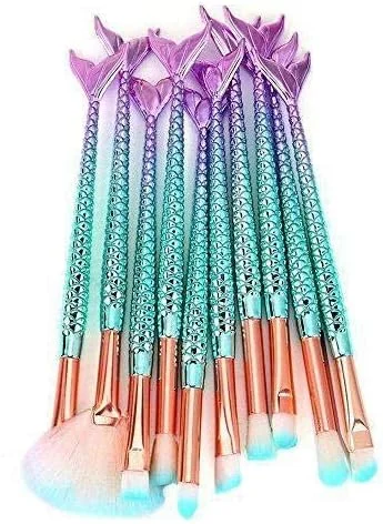 ست برس آرایشی پری دریایی سه بعدی، 11 تکه، شامل برس سایه چشم، خط چشم و رژگونه ست برس آرایشی پری دریایی سه بعدی، 11 تکه، شامل برس سایه چشم، خط چشم و رژگونه