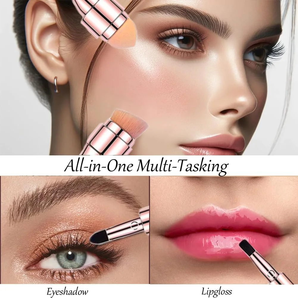 ست برس آرایشی 4 در 1، ست برس آرایشی چند منظوره مسافرتی شامل برس لب، برس پخش کننده، برس کانتور و رژگونه، برس اسفنجی برای دختران و زنان ست برس آرایشی 4 در 1، ست برس آرایشی چند منظوره مسافرتی شامل برس لب، برس پخش کننده، برس کانتور و رژگونه، برس اسفنجی برای دختران و زنان