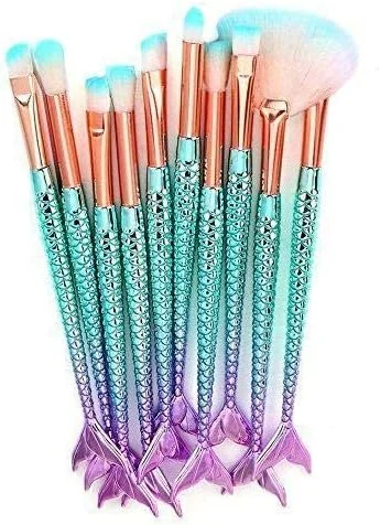 ست برس آرایشی پری دریایی سه بعدی، 11 تکه، شامل برس سایه چشم، خط چشم و رژگونه ست برس آرایشی پری دریایی سه بعدی، 11 تکه، شامل برس سایه چشم، خط چشم و رژگونه