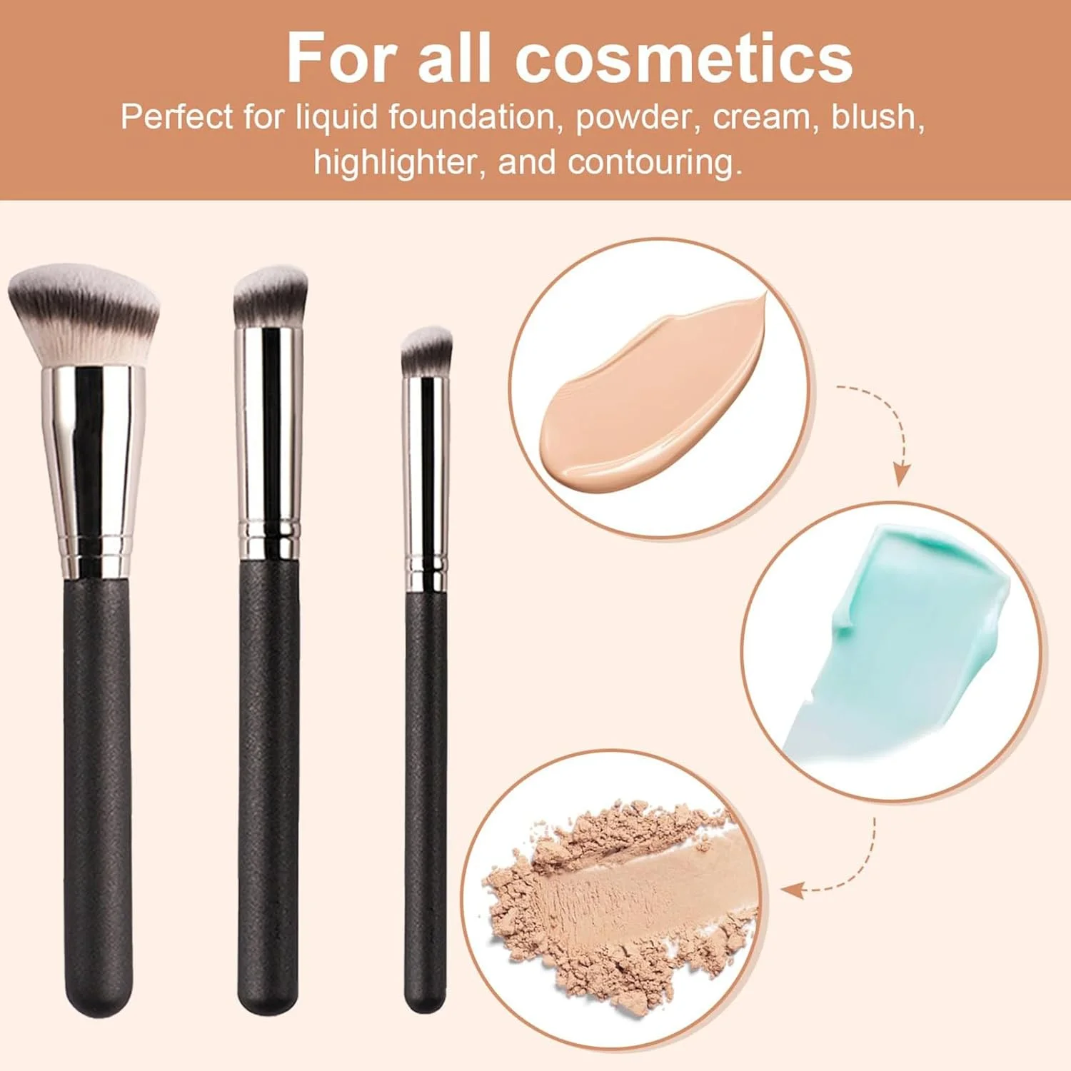 ست 3 عددی براش زاویه دار کرم پودر، ست براش کانتور کرم پودر، براش کانتور زیر چشم و بینی، براش آرایشی ترکیبی کابوکی زاویه دار متراکم مصنوعی برای لوازم آرایشی مایع، کرمی و پودری ست 3 عددی براش زاویه دار کرم پودر، ست براش کانتور کرم پودر، براش کانتور زیر چشم و بینی، براش آرایشی ترکیبی کابوکی زاویه دار متراکم مصنوعی برای لوازم آرایشی مایع، کرمی و پودری