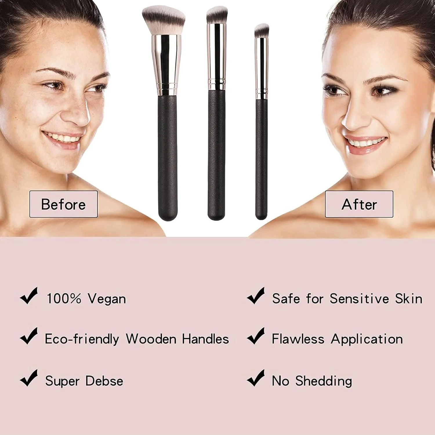 ست 3 عددی براش زاویه دار کرم پودر، ست براش کانتور کرم پودر، براش کانتور زیر چشم و بینی، براش آرایشی ترکیبی کابوکی زاویه دار متراکم مصنوعی برای لوازم آرایشی مایع، کرمی و پودری ست 3 عددی براش زاویه دار کرم پودر، ست براش کانتور کرم پودر، براش کانتور زیر چشم و بینی، براش آرایشی ترکیبی کابوکی زاویه دار متراکم مصنوعی برای لوازم آرایشی مایع، کرمی و پودری