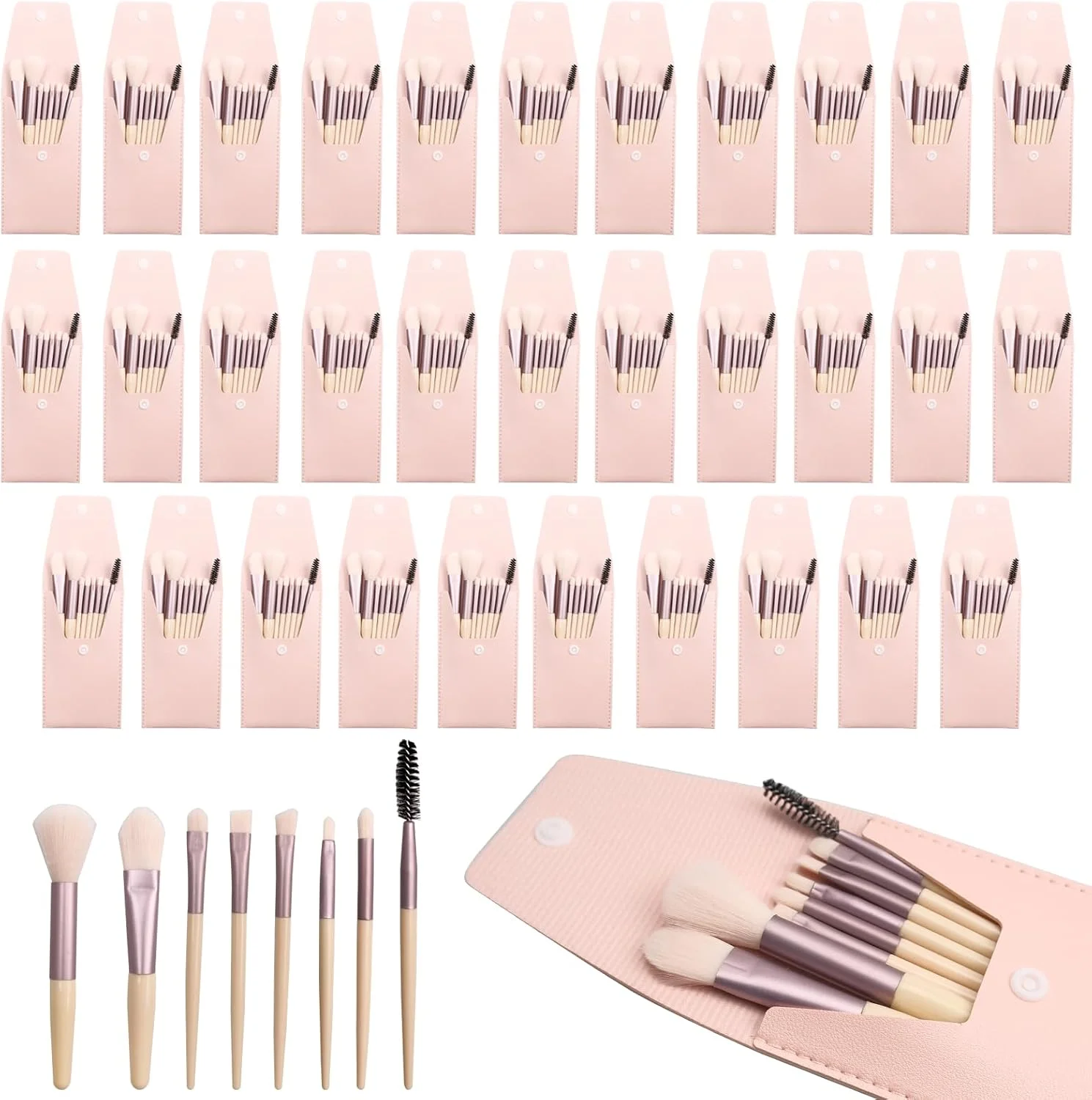 ست 32 عددی برس آرایشی مسافرتی، برس های آرایشی صورت با الیاف مصنوعی، هدیه ساقدوش عروس با کیف آرایشی مسافرتی برای عروسی، هدیه جشن عروسی مجردی (عاجی بژ) ست 32 عددی برس آرایشی مسافرتی، برس های آرایشی صورت با الیاف مصنوعی، هدیه ساقدوش عروس با کیف آرایشی مسافرتی برای عروسی، هدیه جشن عروسی مجردی (عاجی بژ)