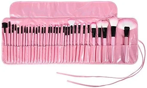 ست 32 عددی برس آرایشی، برس قابل حمل کرم پودر، پودر، ابرو، کانسیلر، سایه چشم، رژگونه و لب با سر نرم و ابریشمی و دسته راحت