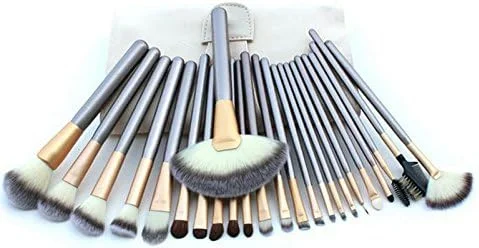 ست 24 عددی برس آرایشی حرفه ای بژ با کیف ست 24 عددی برس آرایشی حرفه ای بژ با کیف