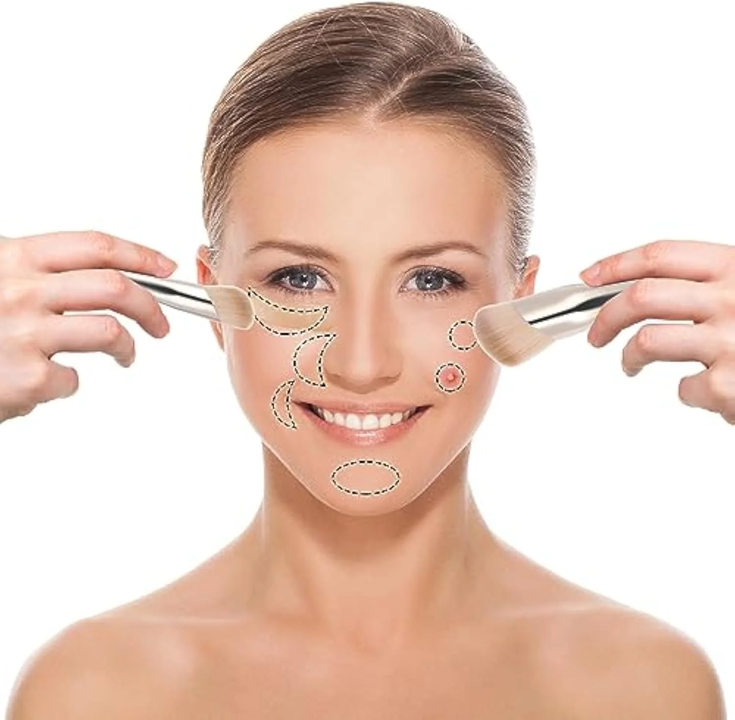 ست 2 عددی براش کانسیلر زاویه دار برای زیر چشم و کانتور بینی، براش ترکیبی دقیق آرایش برای کرم پودر، رژگونه و حلقه های تیره ست 2 عددی براش کانسیلر زاویه دار برای زیر چشم و کانتور بینی، براش ترکیبی دقیق آرایش برای کرم پودر، رژگونه و حلقه های تیره