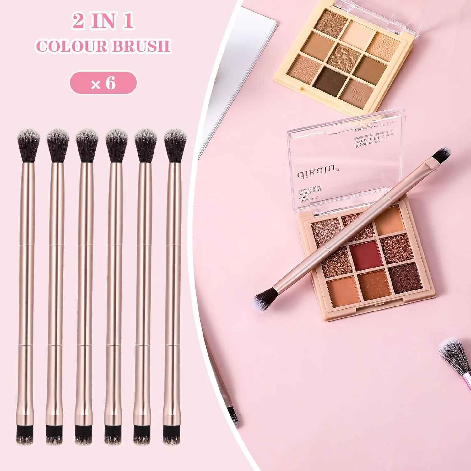 ست برس آرایشی 2 در 1 شامل برس کانسیلر، خط چشم، سایه چشم، برس مسافرتی، برس آرایشی، اپلیکاتور سایه چشم، برس آرایشی رزگلد برای ترکیب سایه چشم ست برس آرایشی 2 در 1 شامل برس کانسیلر، خط چشم، سایه چشم، برس مسافرتی، برس آرایشی، اپلیکاتور سایه چشم، برس آرایشی رزگلد برای ترکیب سایه چشم