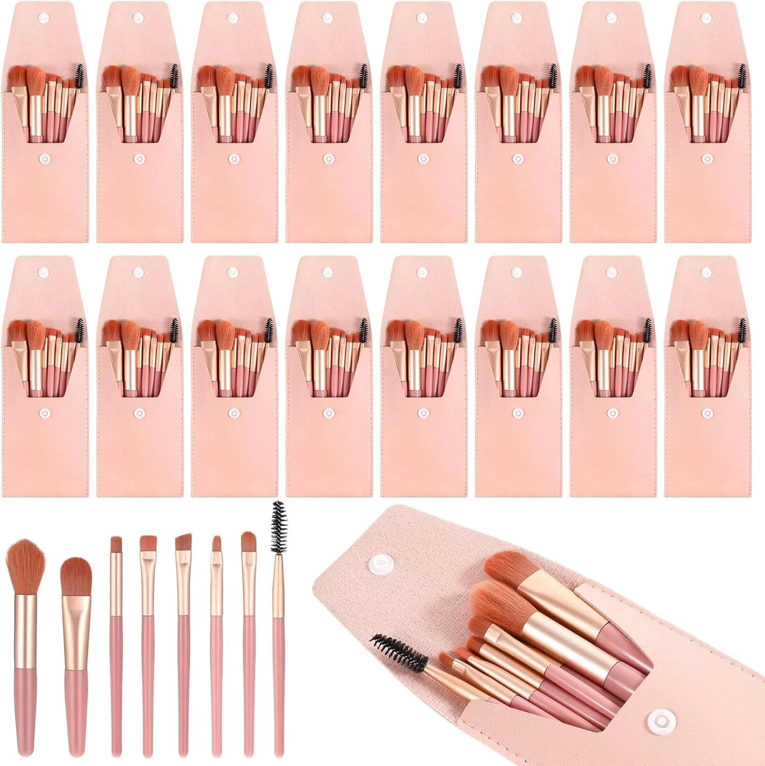 ست 16 عددی برس آرایشی مسافرتی، برس های آرایشی فونداسیون صورت با الیاف مصنوعی، هدیه ساقدوش عروس با کیف آرایشی مسافرتی برای عروسی، هدیه جشن عروسی، مهمانی مجردی (صورتی) ست 16 عددی برس آرایشی مسافرتی، برس های آرایشی فونداسیون صورت با الیاف مصنوعی، هدیه ساقدوش عروس با کیف آرایشی مسافرتی برای عروسی، هدیه جشن عروسی، مهمانی مجردی (صورتی)