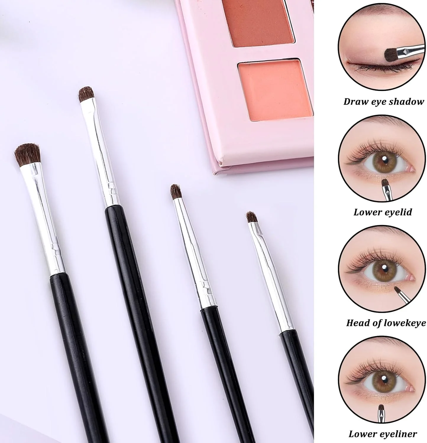 ست برس آرایشی 16 عددی مینی Smudge برای خط چشم، برس سایه چشم، برس خط چشم برای پودر، ژل، کرم، کانسیلر مایع - برس خط چشم، ترکیب کننده، هایلایت - برس موی نرم طبیعی اسب