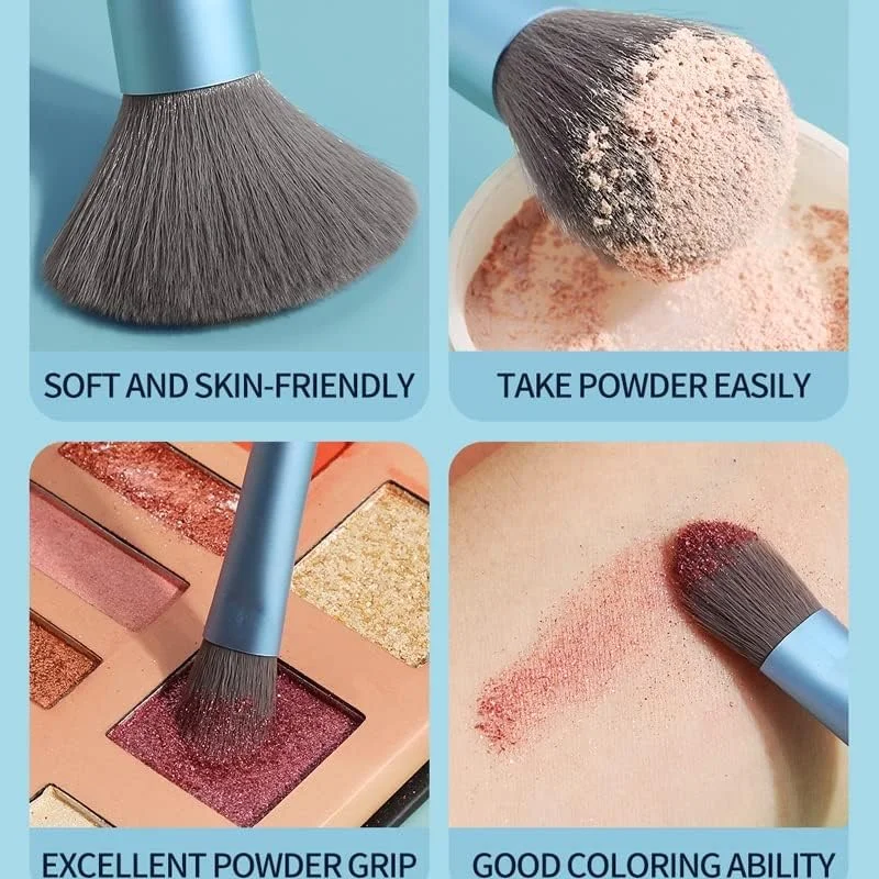 ست 18 عددی برس آرایشی سایه چشم، کرم پودر، رژگونه، ترکیب کننده، ابزار آرایش صورت