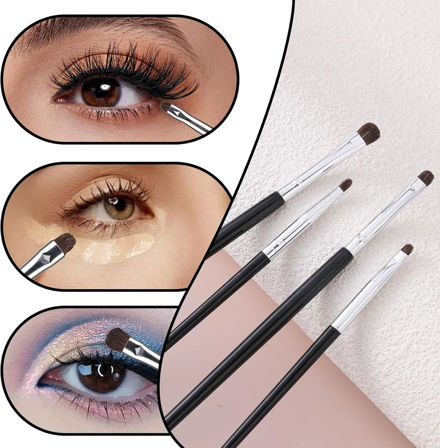 ست برس آرایشی 16 عددی مینی Smudge برای خط چشم، برس سایه چشم، برس خط چشم برای پودر، ژل، کرم، کانسیلر مایع - برس خط چشم، ترکیب کننده، هایلایت - برس موی نرم طبیعی اسب