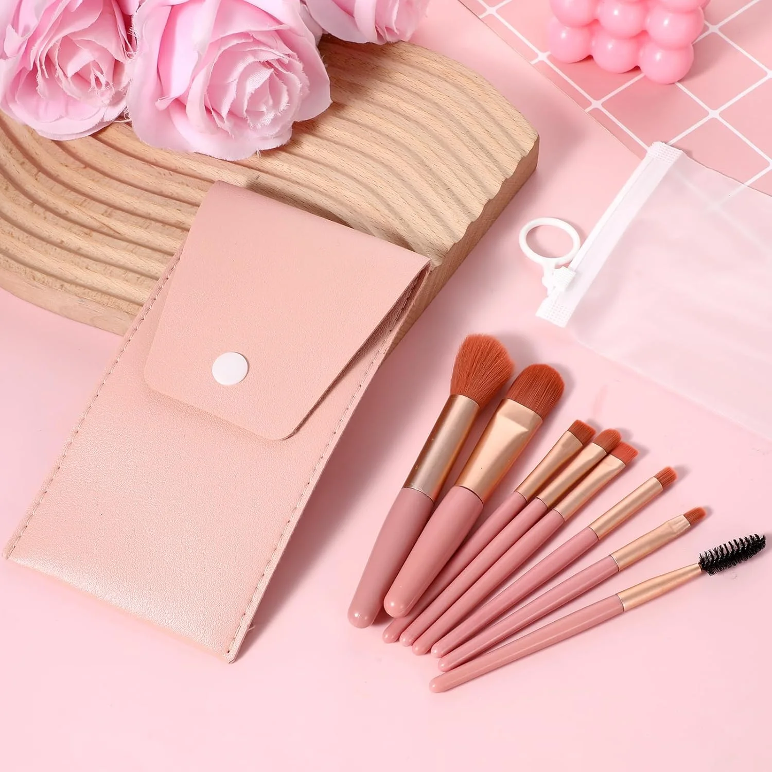 ست 16 عددی برس آرایشی مسافرتی، برس های آرایشی فونداسیون صورت با الیاف مصنوعی، هدیه ساقدوش عروس با کیف آرایشی مسافرتی برای عروسی، هدیه جشن عروسی، مهمانی مجردی (صورتی) ست 16 عددی برس آرایشی مسافرتی، برس های آرایشی فونداسیون صورت با الیاف مصنوعی، هدیه ساقدوش عروس با کیف آرایشی مسافرتی برای عروسی، هدیه جشن عروسی، مهمانی مجردی (صورتی)