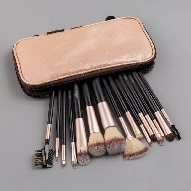 ست برس آرایشی 15 عددی دسته چوبی موی مصنوعی حرفه ای برای کرم پودر، سایه چشم و ترکیب ست برس آرایشی 15 عددی دسته چوبی موی مصنوعی حرفه ای برای کرم پودر، سایه چشم و ترکیب