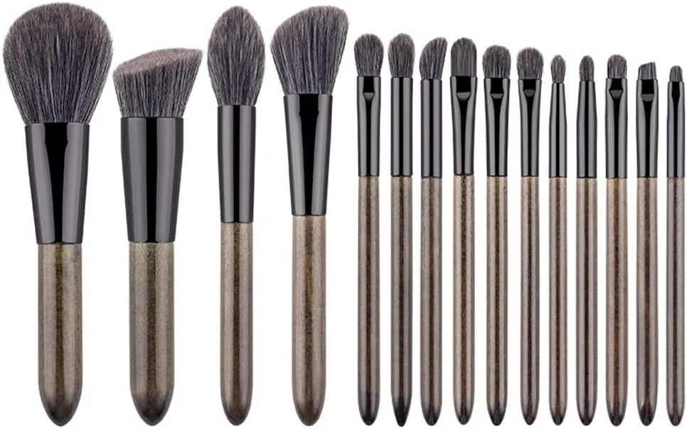 ست برس آرایشی 15 عددی با کیف، شامل برس های کرم پودر، سایه چشم، ترکیب کننده، ابرو و کیف چرمی PU ست برس آرایشی 15 عددی با کیف، شامل برس های کرم پودر، سایه چشم، ترکیب کننده، ابرو و کیف چرمی PU