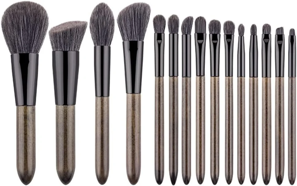 ست 15 عددی برس آرایشی با کیف، شامل برس کرم پودر، سایه چشم، ترکیب کننده، ابرو، برس آرایشی چرم PU ست 15 عددی برس آرایشی با کیف، شامل برس کرم پودر، سایه چشم، ترکیب کننده، ابرو، برس آرایشی چرم PU