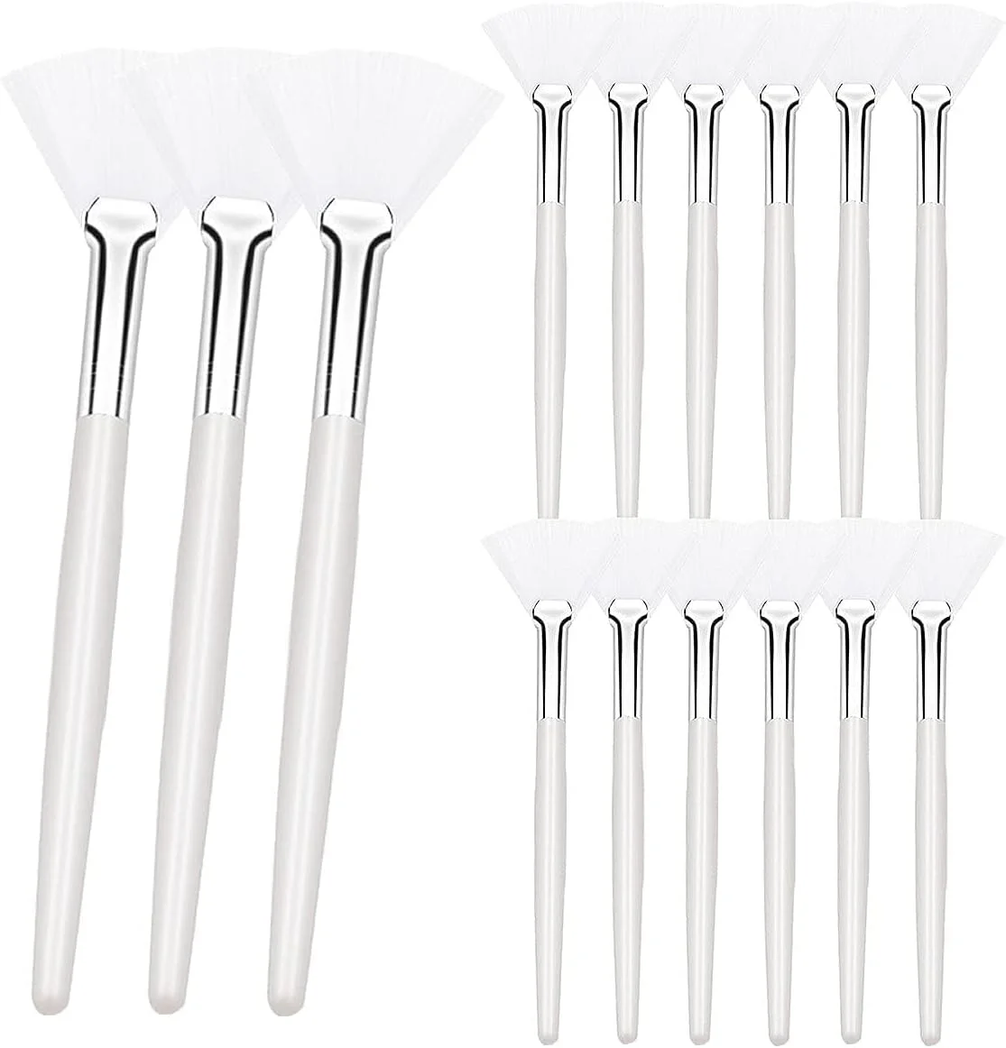 15 عدد برس بادبزنی نرم برای صورت، برس های اپلیکاتور اسید، ابزارهای آرایشی و بهداشتی برای کرم گِل