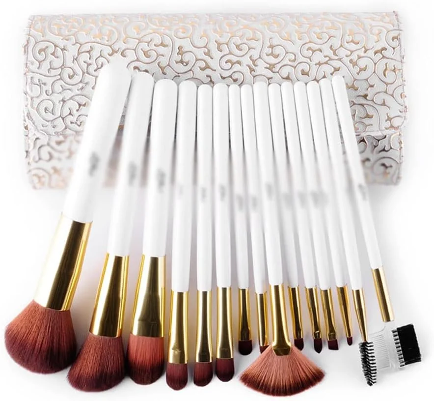 ست 15 عددی برس آرایشی، ست کامل ابزار آرایش، ابزار آرایش سفید (رنگ: A، سایز: تک سایز) yubin1993