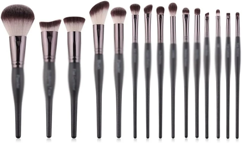 ست کامل 15 تکه برس آرایشی شامل برس پودر، سایه چشم، لب، کانسیلر و رژگونه