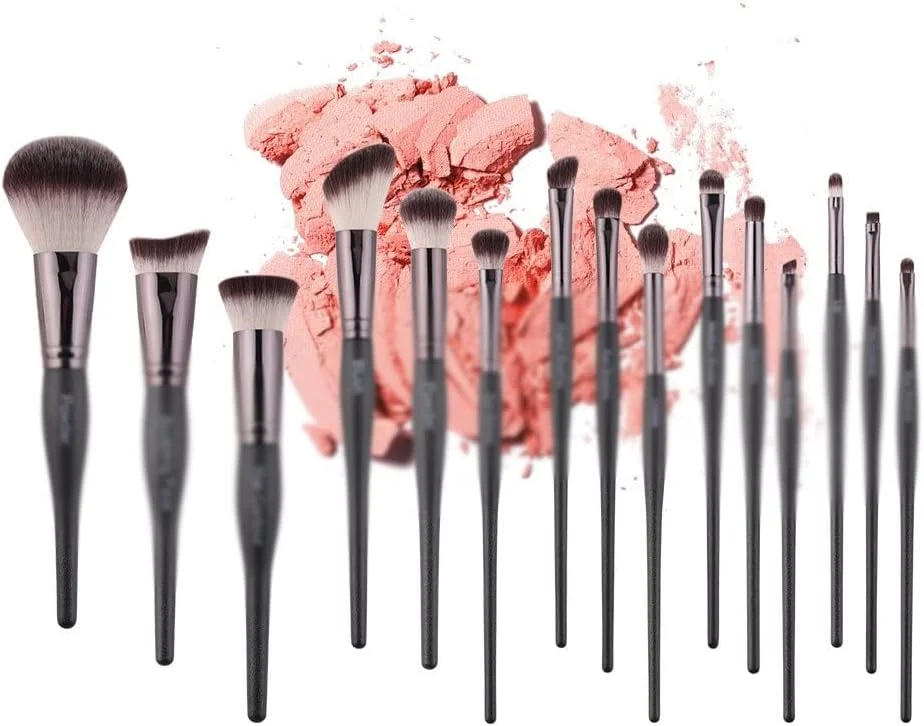 ست کامل 15 تکه برس آرایشی شامل برس پودر، سایه چشم، لب، کانسیلر و رژگونه ست کامل 15 تکه برس آرایشی شامل برس پودر، سایه چشم، لب، کانسیلر و رژگونه