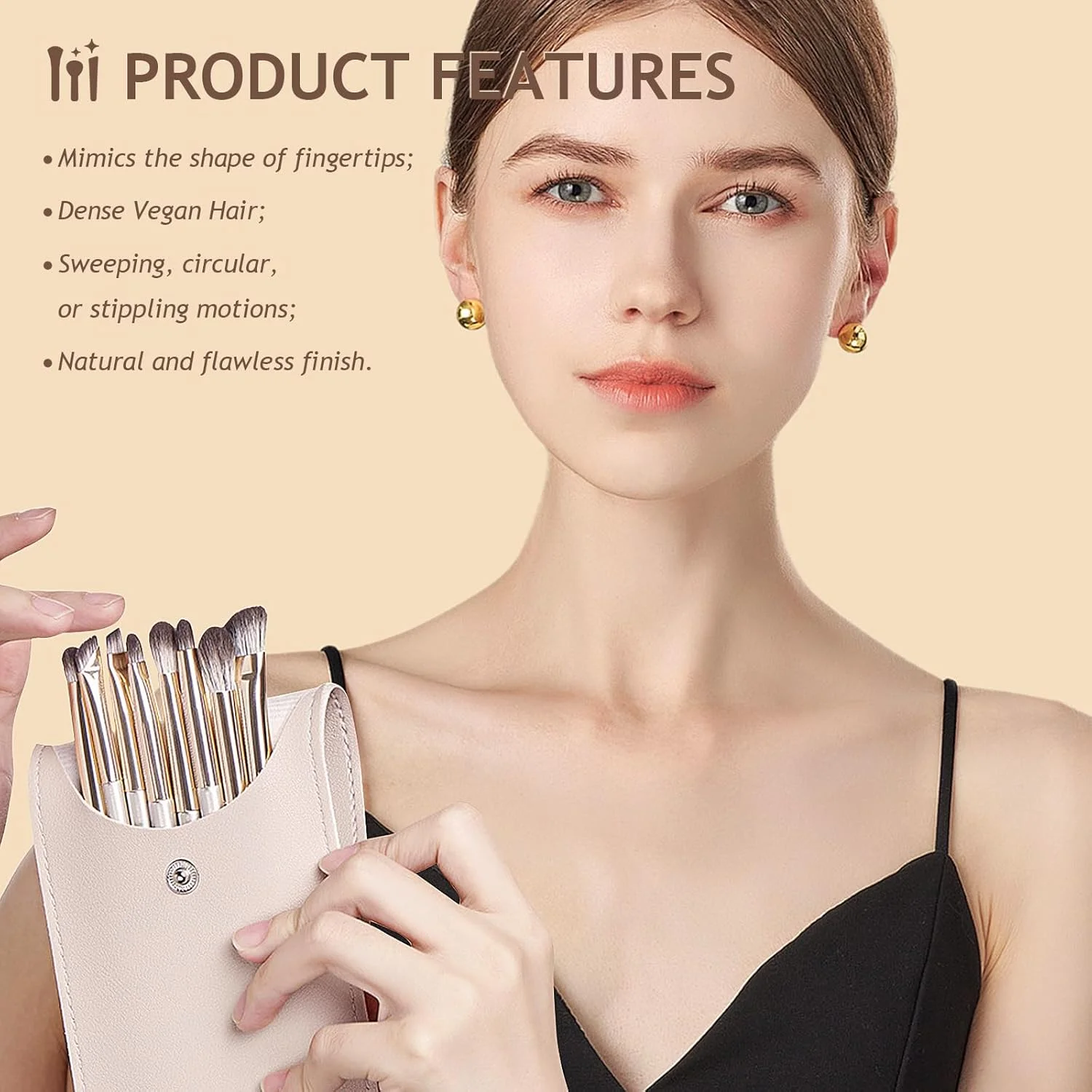 ست 15 عددی برس آرایشی، برای ترکیب کردن، برس ابرو، سایه چشم، خط چشم و کانسیلر برای خانم ها