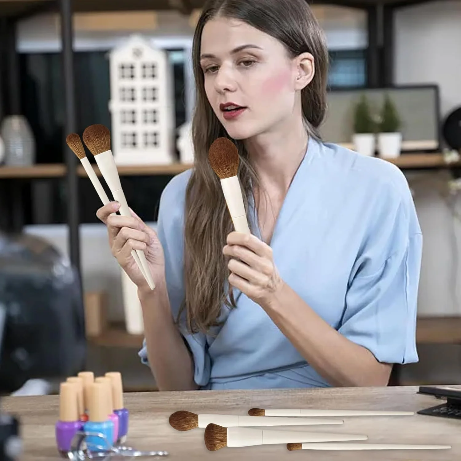 ست 14 عددی برس آرایشی، ست برس های آرایشی، ایده آل برای محصولات مایع، کرمی یا معدنی، برای کانتور کانسیلر کرم پودر سایه چشم ترکیب خط چشم پودر رژگونه، برای آرایش صورت و چشم ست 14 عددی برس آرایشی، ست برس های آرایشی، ایده آل برای محصولات مایع، کرمی یا معدنی، برای کانتور کانسیلر کرم پودر سایه چشم ترکیب خط چشم پودر رژگونه، برای آرایش صورت و چشم