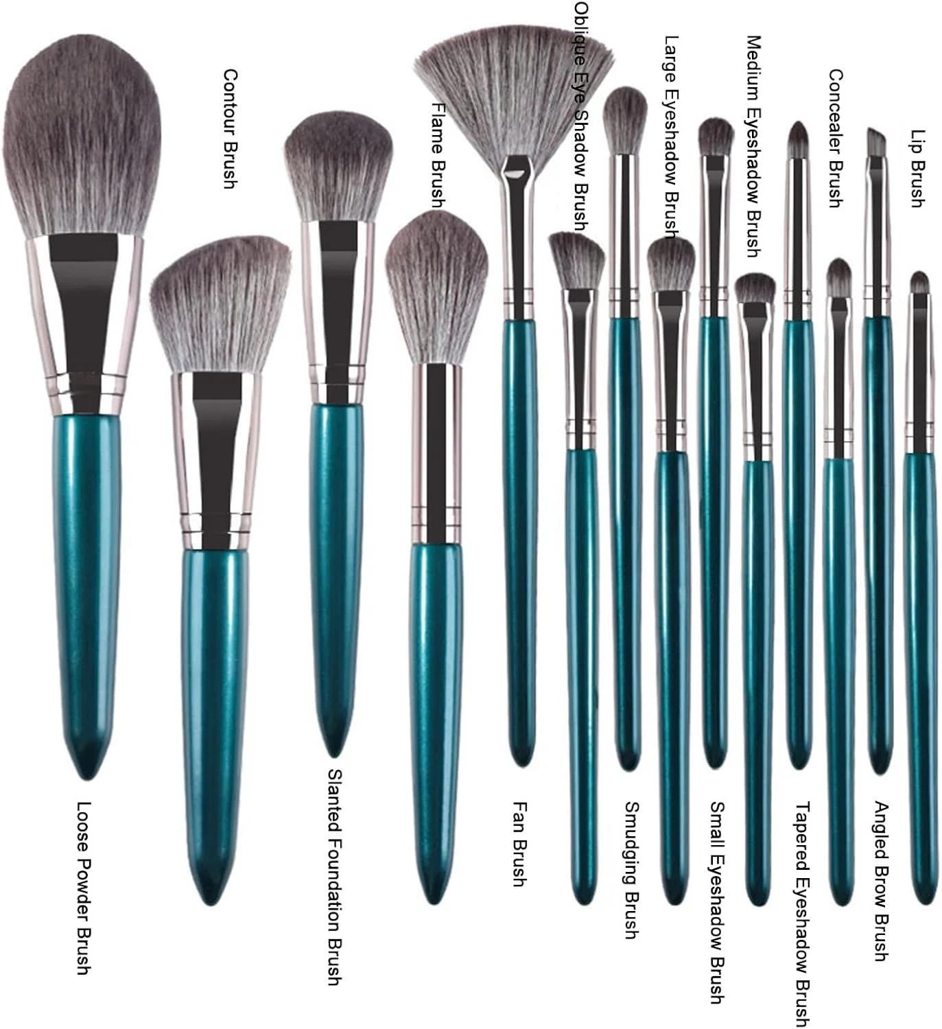 ست 14 عددی برس آرایشی قابل حمل نرم، برس های ترکیبی لوازم آرایشی، برس های سایه چشم و کرم پودر صورت