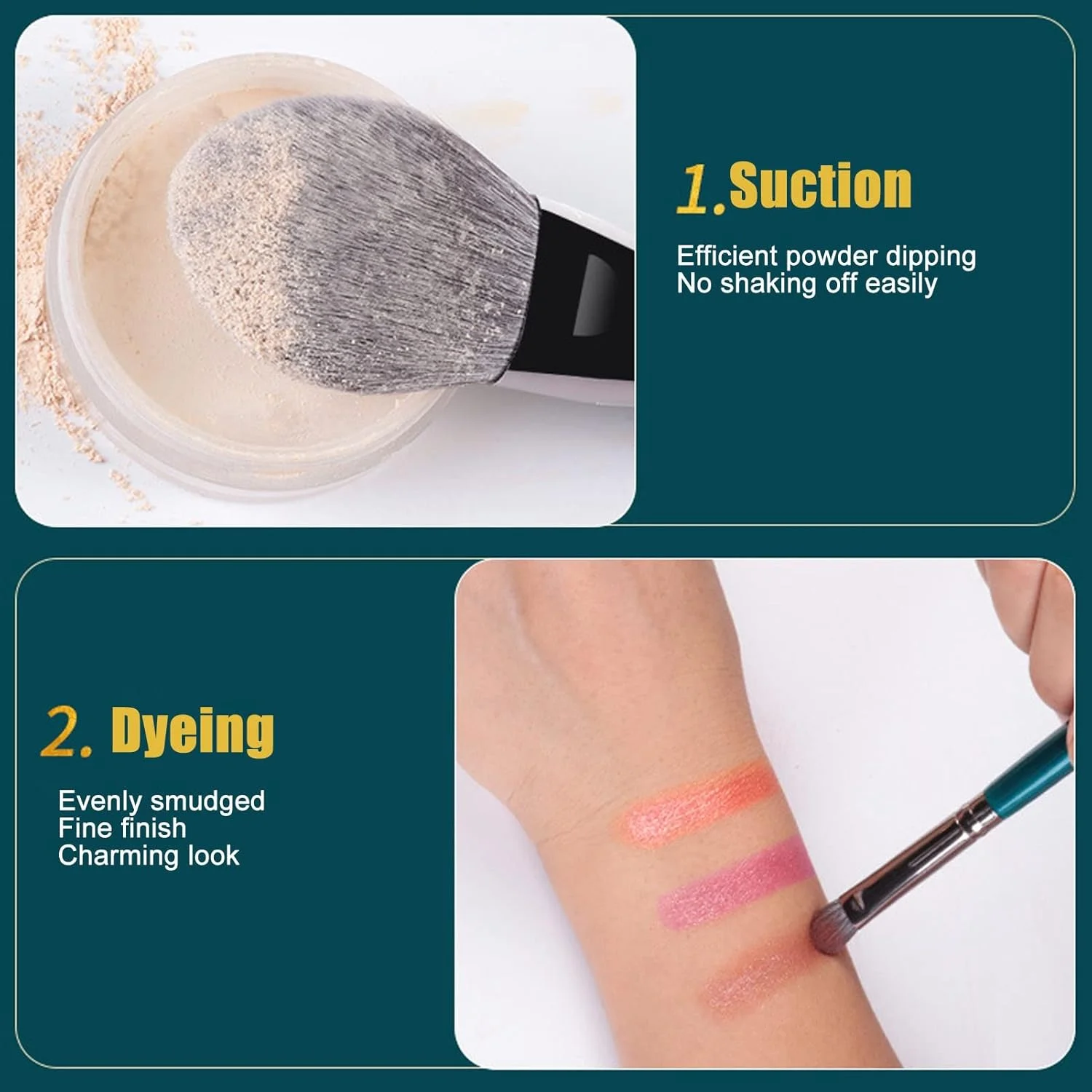 ست 14 عددی برس آرایشی قابل حمل نرم، برس های ترکیبی لوازم آرایشی، برس های سایه چشم و کرم پودر صورت