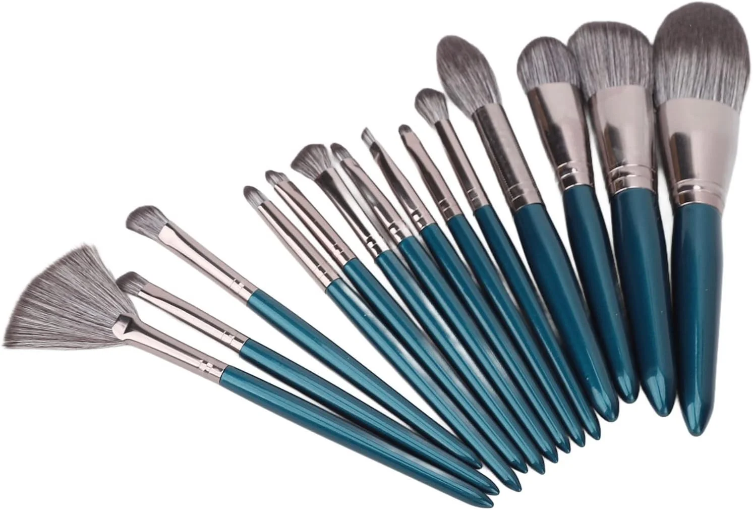 ست 14 عددی برس آرایشی قابل حمل نرم، برس های ترکیبی لوازم آرایشی، برس های سایه چشم و کرم پودر صورت