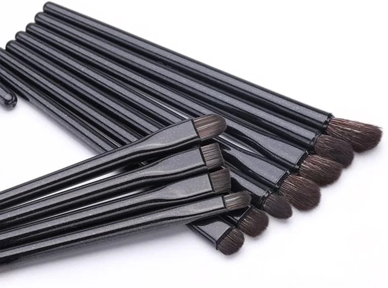 ست 14 عددی برس آرایشی مشکی حرفه ای، شامل برس های کرم پودر، پودر، سایه چشم، ابزار آرایشی نرم و کیت برس های آرایشی