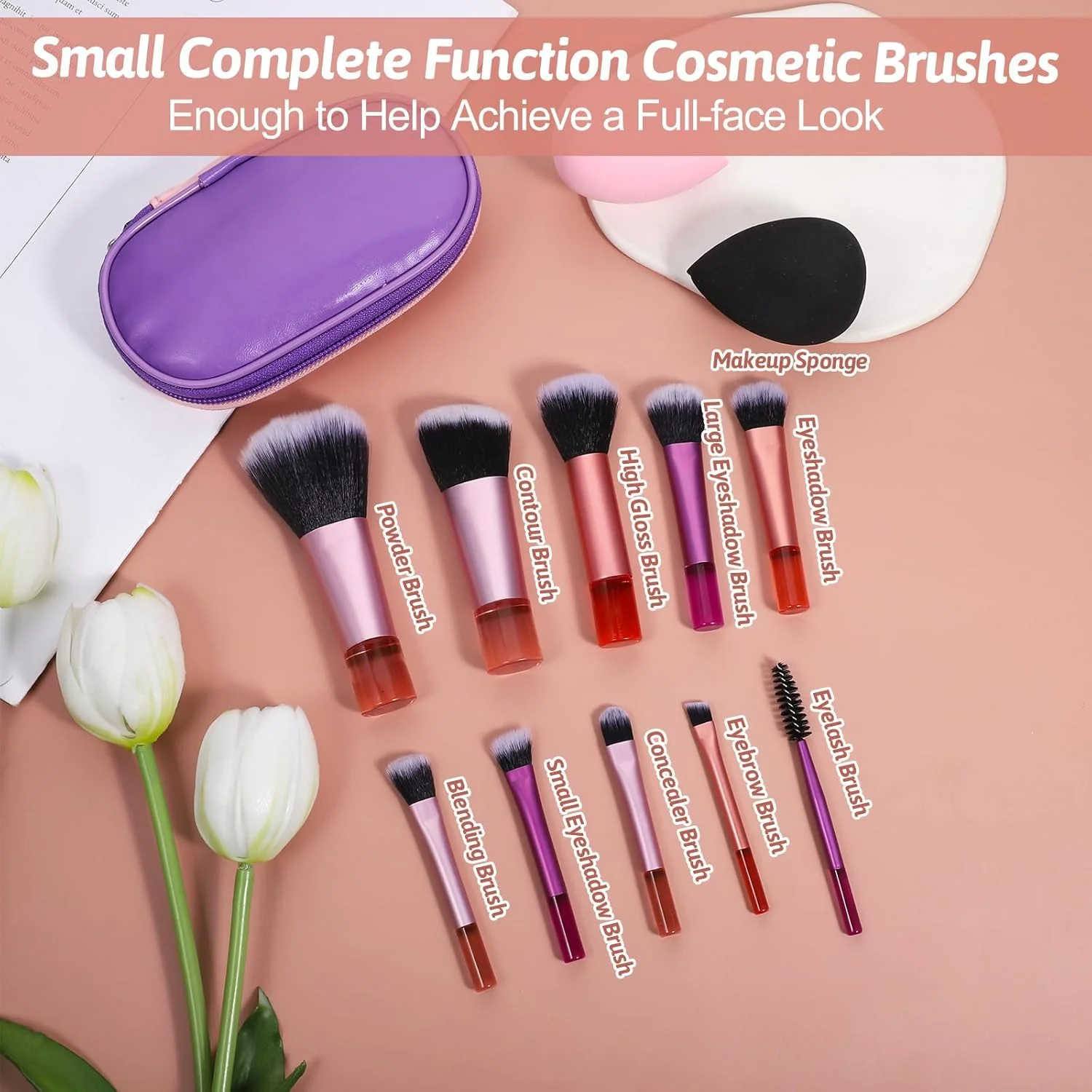 ست 14 عددی برس آرایشی مسافرتی مینی، ست کامل و کاربردی برس های آرایشی قابل حمل، برس آرایشی کوتاه کوچک برای سایه چشم، رژ لب، کرم پودر، کانسیلر، لوازم ضروری سفر ست 14 عددی برس آرایشی مسافرتی مینی، ست کامل و کاربردی برس های آرایشی قابل حمل، برس آرایشی کوتاه کوچک برای سایه چشم، رژ لب، کرم پودر، کانسیلر، لوازم ضروری سفر