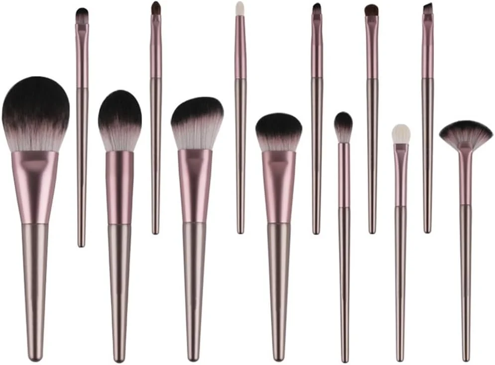 ست برس آرایشی 13 عددی پودینگ کوچک، ست برس آرایشی یاسی، ابزار کامل آرایشی برای مبتدیان